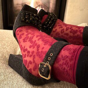 Sz10 Marni Dark Gray Felt Jeweled Ankle Strap Sandals - EUC (worn once)